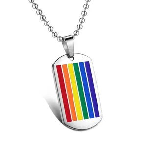 彩虹LGBT骄傲项链供应商女同性恋骄傲不锈钢吊坠男女通用项链