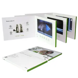 Best Custom production hardcover 7inch LCD display video card brochure/video box gift for wedding