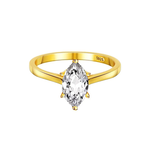 Anello Nuziale <span class=keywords><strong>da</strong></span> Donna in <span class=keywords><strong>Argento</strong></span> Sterling 925 Placcato Oro 18k con Zirconia Cubica Taglio Marquise, Accessorio per Abito <span class=keywords><strong>da</strong></span> <span class=keywords><strong>Sposa</strong></span> di Alta Gioielleria - Product Image 6