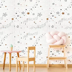 Kendinden yapışkanlı XPE 3d köpük yıldız duvar kağıdı kabuğu ve sopa duvar kağıtları/duvar kaplama 3d ev dekorasyon