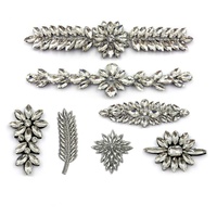Applique en strass 3D thermocollante en verre, motif fleur et feuille, pour vêtements et robes de mariée
