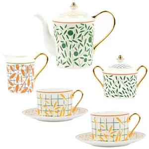 Toptan kahve su ısıtıcısı seti porselen zarif kemik çin çayı Pot kupa seramik kahve fincanı setleri