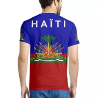 Haute Qualité Haïti Drapeau Boutique En Ligne T-shirt Logo Personnalisé Drapeau Haïtien T-shirts Polyester Chemises pour Hommes Mode De Luxe Gym Vêtements