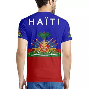 T-shirt con Logo personalizzato bandiera Haiti di alta qualità t-shirt con bandiera haitiana camicie in poliestere per uomo di moda <span class=keywords><strong>abbigliamento</strong></span> da palestra di lusso - Product Image 4