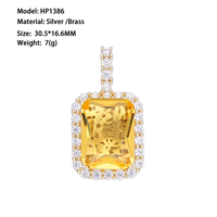 Bijoux Hip Hop Nouveau pendentif en pierre précieuse Zircon carré coloré rubis glacé
