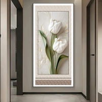 Affiches et impressions abstraites de plantes, art mural nordique pour salon, feuilles, fleurs, peinture 3D sur toile en cuir gaufré