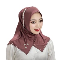 Zifeng OEM Linen kristal monokrom manik-manik bunga rumbai jilbab Timur Tengah dan Afrika Turban modis