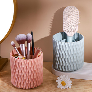 <b>Makeup</b> Organizer Storage <b>Box</b> Plastic Cosmetic Brush Holder Desk Container Pink Wave Design For <b>Makeup</b> Tools And Pens - Product Image 2