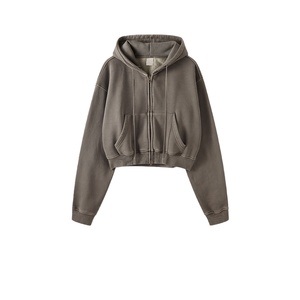 Sudadera con Capucha TKAN417D, Personalizada con Serigrafía, al por Mayor, para Mujer, Lavada, Estilo Holgado, Informal, Gruesa, 100% Algodón, con Hombros Caídos y Cremallera - Product Image 2