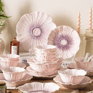 Set di Stoviglie in Ceramica di Alta Qualità con Design Floreale Sottosmalto, Stile INS, con Ciotole per Dessert, Riso, Insalata e Frutta - Product Image 2