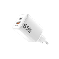 Cargador Justlink PD de 65W GaN con Adaptador USB-C y USB-A, Enchufe EU/US/UK, con Protección Contra Incendios para iPhone