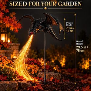 ไฟสวนโซลาร์ดราก้อนไฟร์ LED สำหรับตกแต่งกลางแจ้ง แสงวอร์มโกลว์ กันน้ำ 1 ชิ้น - Product Image 6