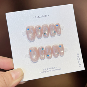 <span class=keywords><strong>Ongles</strong></span> artificiels réutilisables effet verre œil de chat, courts, ronds et carrés, 10 pièces, faits à la main, à presser, vente en gros, style Clean Girl - Product Image 4