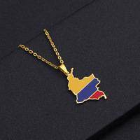 Offre Spéciale personnalisé en acier inoxydable bijoux goutte d'huile colombie Nation carte drapeau hommes pendentif breloque Couples collier pour femmes