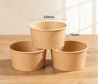 Vente en gros de bols en papier kraft jetables écologiques de qualité alimentaire 500ml 750ml 1000ml 1100ml 1300ml pour restaurants, plats à emporter, sushis, salades