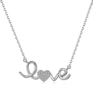 Colliers Dylam au design romantique et exquis, en argent S925 rhodié, plaqué or 18 carats, chaîne à maillons, alphabet d'amour, pendentif cœur en zircone 5A - Product Image 1