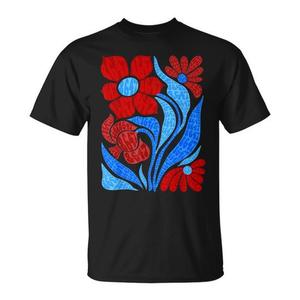 Camiseta Boho con bandera estadounidense del 4 de julio, diseño floral rojo y azul, ropa patriótica - Product Image 1