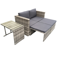 Vente en gros d'usine de mobilier d'extérieur, jardin, patio, balcon, ensemble de canapé de taille mini avec boîte de rangement, chaise longue en rotin