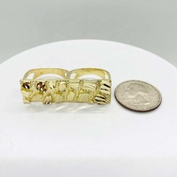 Bague carrée double Rainbowking pour homme, plaquée or 14 carats, en laiton, style nugget, bijou quotidien pour lui