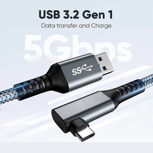 <span class=keywords><strong>Cable</strong></span> de Carga Rápida USB 3.2 Tipo <span class=keywords><strong>C</strong></span> de 90 Grados y 3A, <span class=keywords><strong>Cable</strong></span> USB <span class=keywords><strong>C</strong></span> con Cubierta de Nailon y Aleación de Aluminio para Auriculares VR, <span class=keywords><strong>C</strong></span>ámara y Teléfono - Product Image 2
