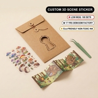 Kit de Stickers 3D Personnalisés Thème Forêt Cottagecore – Stickers DIY Anti-Stress pour Adultes – Kit Paysage Hérisson & Champignons en PET