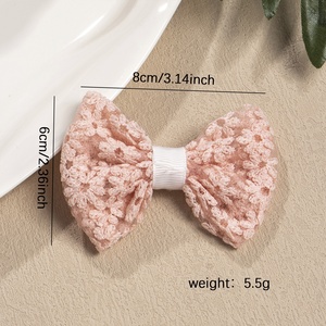 Semplice Dolce Fiocco Ragazza Fermaglio per Capelli in Tessuto Ricamato Accessori per Capelli per Bambini - Product Image 5