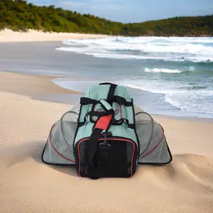 Mochila portátil com zíper para cães e gatos, modelo XL médio Playoversize Oxford, durável e expansível, preta, aprovada pela companhia aérea, ideal para transporte de animais de estimação