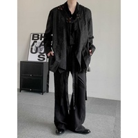 Chemise décontractée pour homme, élégante, à manches longues, en jacquard, style kimono ample, ouverte sur le devant, streetwear, pour tous les jours