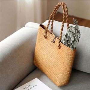 New Women Tote <b>Bag</b> Seagrass Woven Basket <b>Bag</b> Shoulder Travel Beach <b>Straw</b> Handbag - Product Image 4