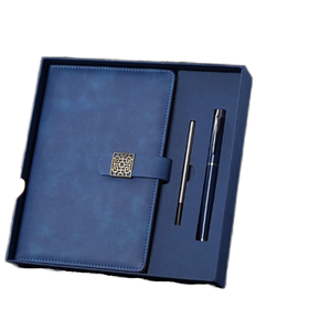 Juego de cuaderno de negocios de tapa dura de 100 páginas A5 personalizado, 100 hojas, cubierta de cuero PU, sillín, costura, hebilla de encuadernación, diario, bolígrafo, regalo - Product Image 1