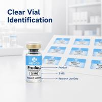 Étiquettes personnalisées pour flacons de peptides 3 ml, autocollants holographiques en vinyle imperméable avec logo personnalisé pour l'emballage de la recherche, commandes en gros