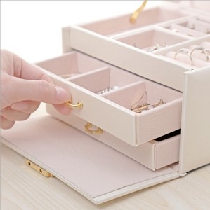 Leather Jewelry Box Wholesale Luxury Multi-function Portable PU Leather Jewelry Box Leather Jewelry Case Box Packaging Jewelries
