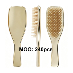 Brosse démêlante professionnelle populaire en chrome doré électroplaqué pour soins capillaires, personnalisable avec logo sur mesure - Product Image 1