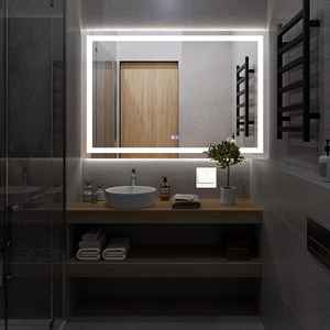 Miroir de salle de bain intelligent LED carré mural pour maison, hôtel, villa - Product Image 1