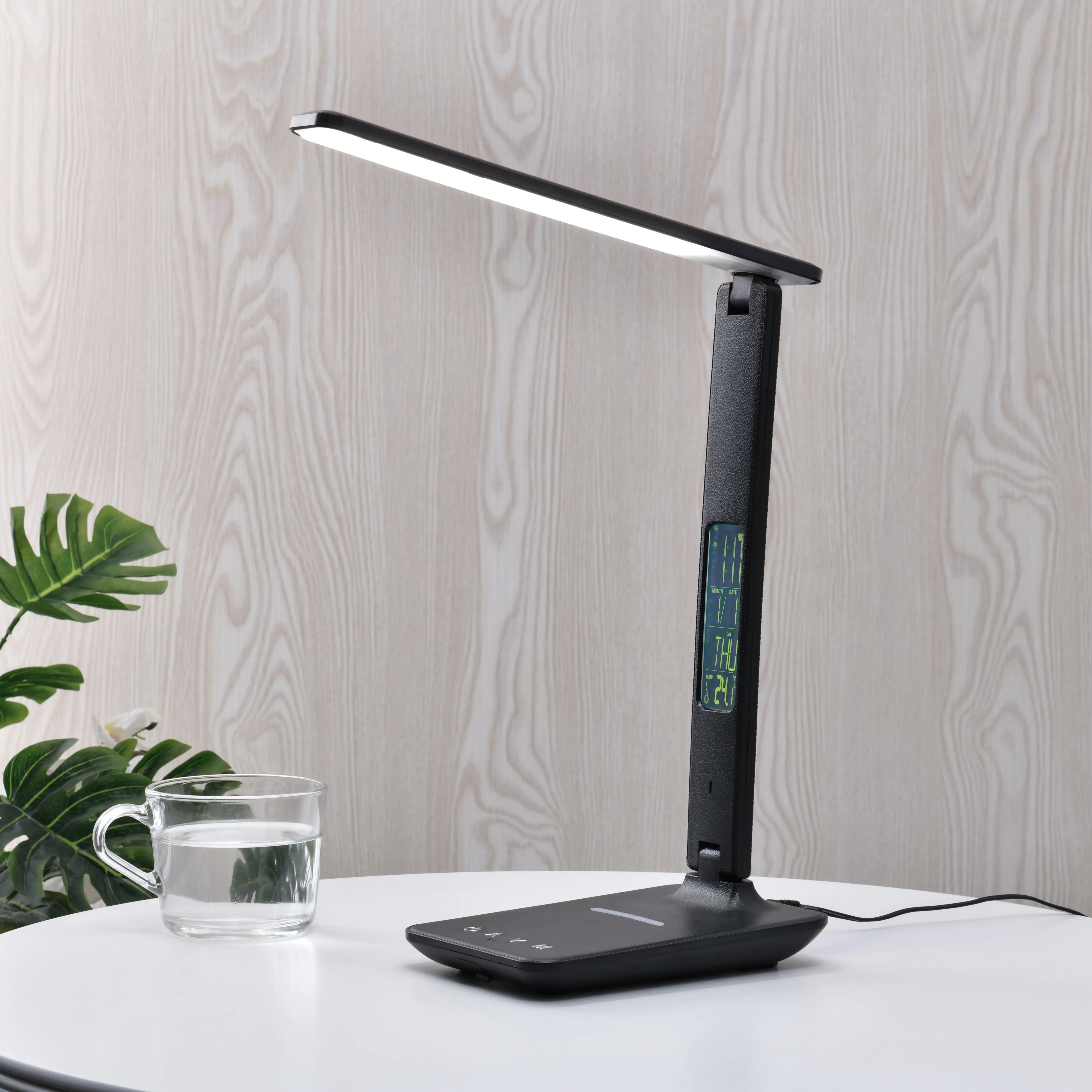 Foldable eye-care dimmable touch wireless charger study led desk lamp with usb charging port
