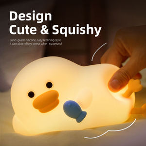 Lampe LED en forme de canard pour enfants, en silicone souple, lumières colorées, rechargeable par USB, pour chambre d'enfant, avec minuterie - Product Image 5