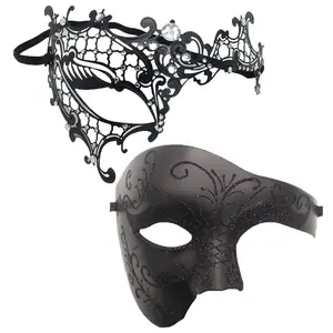 Couple Metal Masquerade Mask Vintage Phantom of The Opera One Eyed Half Face Costume Masks