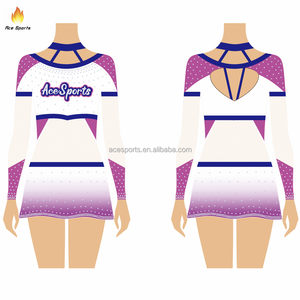 Custom Sexy Meisje Cheerleader Kostuum Hot Spandex Kinduniformen Met Strass Gedrukte Technieken Sublimatie Set - Product Image 5