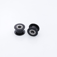 Polea Tensora GT2 20T de Aluminio Negro con Orificio de 5 mm con Rodamiento Sin Dientes para Correa Dentada de 6 mm y 10 mm de Ancho