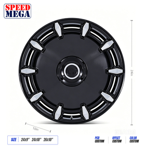 Ruedas para camioneta SUV, llantas Mega negras de aleación 26x12J con cara mecanizada, llantas de repuesto. - Product Image 1