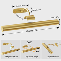 Lampe murale LED sans fil magnétique rechargeable dorée, intensité réglable à distance, pour tableaux, galeries et décoration de chambre