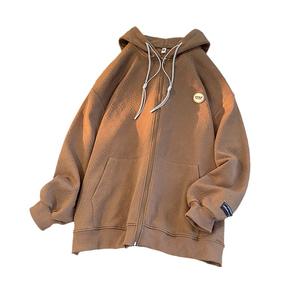 เสื้อสเวตเชิ้ตแบบมีฮู้ด ซิปหน้า ผ้าลูกปัดปักลาย ล้างแล้ว ไม่เป็นขุย ระบายอากาศได้ดี สีพื้น สำหรับทุกเพศ พิมพ์ลายนูน - Product Image 1