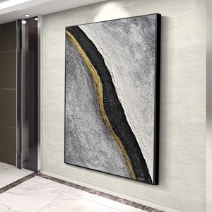 Pintura al Óleo Pintada a Mano, Arte Abstracto en Blanco, Negro y Gris, Efecto 3D, Marco Metálico, Estilo Lujoso, Arte de Pared para Sala de Estar, Fondo para Sofá - Product Image 3