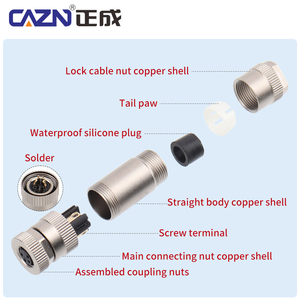 Conector Automotriz CAZN M8, Metálico, Ensamblado, Macho/Hembra, 3 Pines, Contactos de Latón, IP67 Impermeable, 60V 3A, Terminales de Conexión - Product Image 5