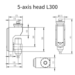 5 Axis Woodworking Machine <b>Router</b> Head for Aluminium Acrylic Wood Cutting 5 Axis Head - Product Image 6
