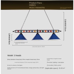 Lustre en fer forgé à LED pour salle de <span class=keywords><strong>billard</strong></span>, abat-jour à usage sportif, lampes de <span class=keywords><strong>billard</strong></span> - Product Image 5