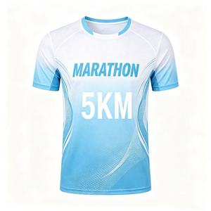 Camisetas personalizadas de poliéster 100% de secado rápido para maratón, eventos deportivos, publicidad, estampado por transferencia térmica, tejido sólido, en blanco. - Product Image 1
