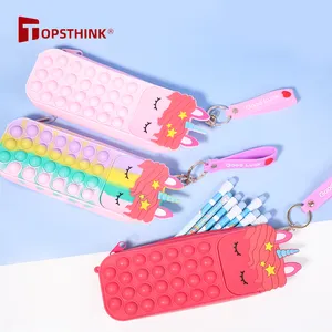 Fidget Pencil Case Bag Push Bubble Bags Rainbow Unicorn Pencil Case Box Custom Silicone Cute Pop Up Pencil Case