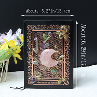 Carnet décoratif en forme de cœur, style art populaire, avec livre magique en cristal gravé, thème amour et lune, de haute qualité, naturel, pour la vente en gros