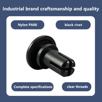 Rivet Plastik Nylon PA66 Hitam Solid, Pengikat Jepret, Rivet Ekspansi, Grade A, Diameter Kepala 1/2 inci, Grosir